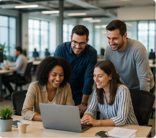 Growing business team working with technology